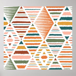 Etnisch Tribal Argyle Naadloos Patroon Poster