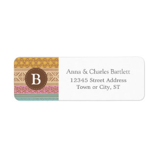 Etnisch Tribal Geometrisch Meisje (Pastel) Monogra Etiket