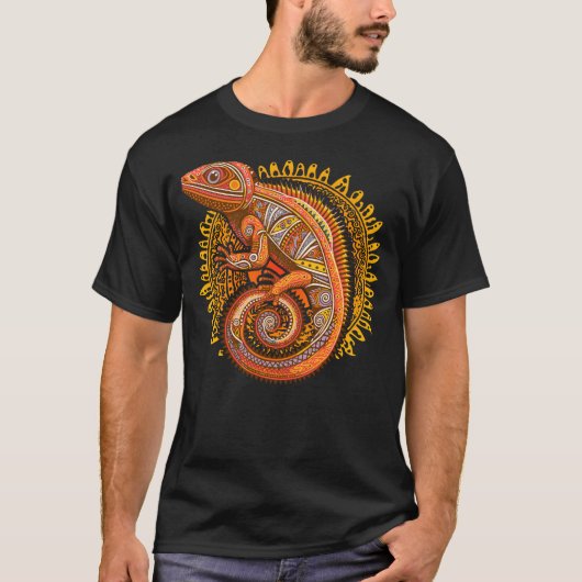 Etnisch Tribal Iguana ontwerp T-shirt (Voorkant)