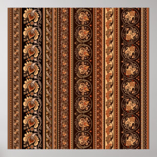 Etnische afkomst stripy ornamental vintage backgro poster