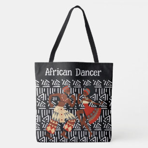 Etnische Afrikaanse Danser met Patroon Achtergrond Draagtas