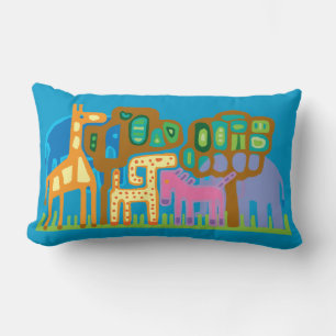 Etnische art Afrikaanse dieren blauwe achtergrond Kussen