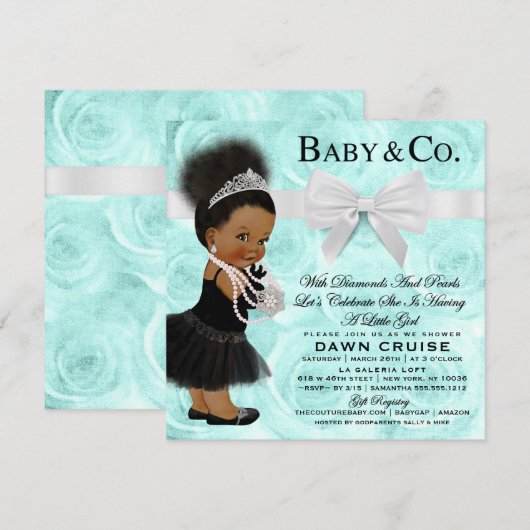 Etnische baby & Co Shower Uitnodiging Donker/Bun P (Voorkant / Achterkant)