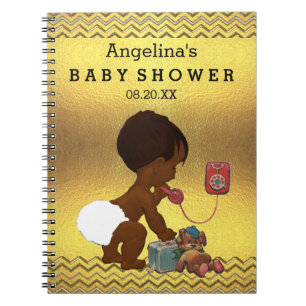 Etnische Baby op het telefoonboek Gold Chevrons Notitieboek