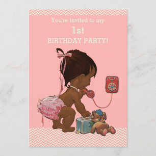 Etnische Baby op Pink Chevrons 1e verjaardag Kaart