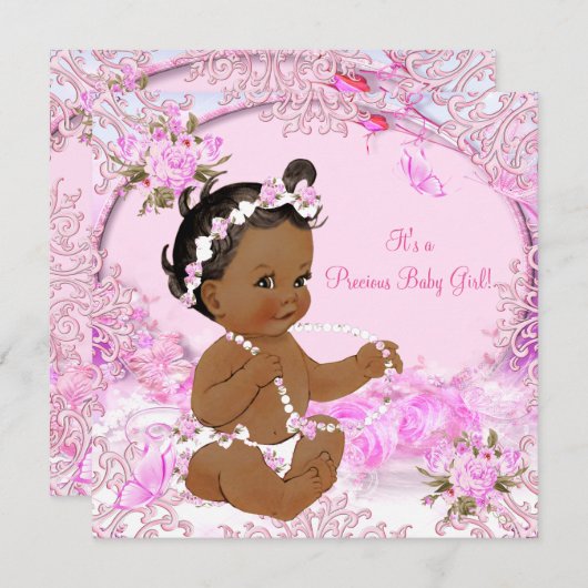 Etnische Baby shower van edele meisjes Roze Kaart (Voorkant / Achterkant)