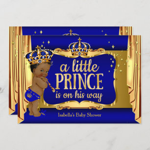 Etnische Baby shower van Royal Blue Gold Boy Princ Kaart