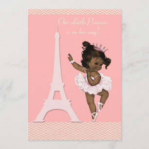 Etnische Ballerina Eiffeltoren Chevrons Baby showe Kaart