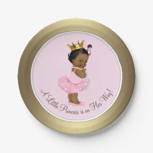 Etnische Ballerina Princess Pink Gold Baby shower Papieren Bordje