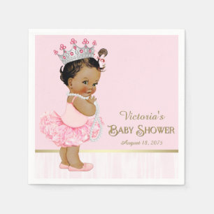 Etnische Ballerina Princess Pink Gold Baby shower Servet
