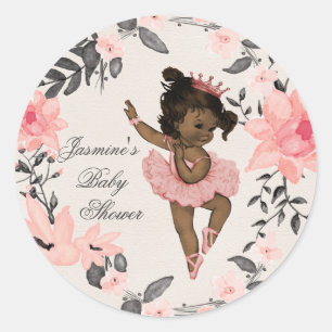 Etnische Ballerina Waterverf krans Baby shower Ronde Sticker