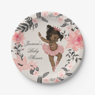 Etnische Ballerina Waterverf Wreath Baby shower Papieren Bordje