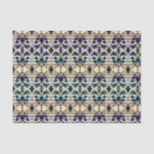 Etnische blauwe, beige ikat tissuepapier (Voorkant)