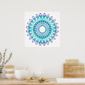 etnische blauwgroen mandala . poster (Keuken)