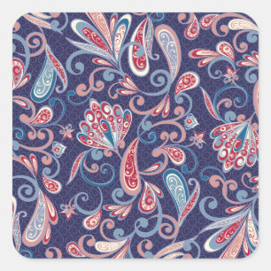 Etnische bloemen: Abstract oosters naadloos. Vierkante Sticker