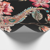 Etnische bloemen en bladeren met  eele paisley cadeaupapier (Hoek)