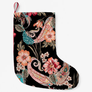 Etnische bloemen en bladeren met eele paisley kleine kerstsok