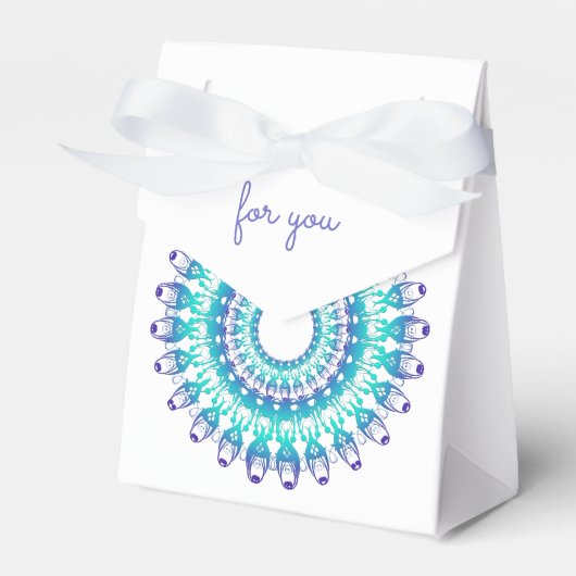 Etnische bloemen Turquoise Mandala. Bedankdoosjes (Voorkant Zijde)