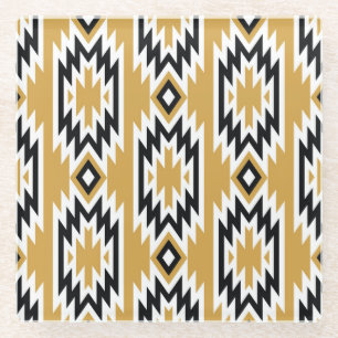 Etnische boho: geometrisch patroon. glazen onderzetter