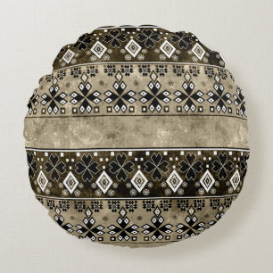 Etnische Boho Grunge: Kleurrijk patroon Rond Kussen