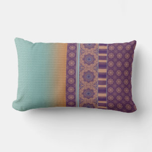 Etnische Boho Patroon Mix Ombre Paarse Blauwgroen Kussen