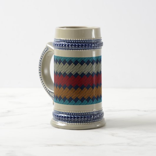 Etnische Boho Pattern Embroidery on Fabric Bierpul (Voorkant links)