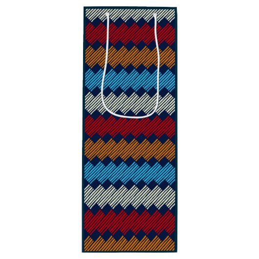 Etnische Boho Pattern Embroidery on Fabric Wijn Cadeautas (Voorkant)