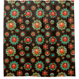 Etnische Broches Naadloos Patroon Douchegordijn