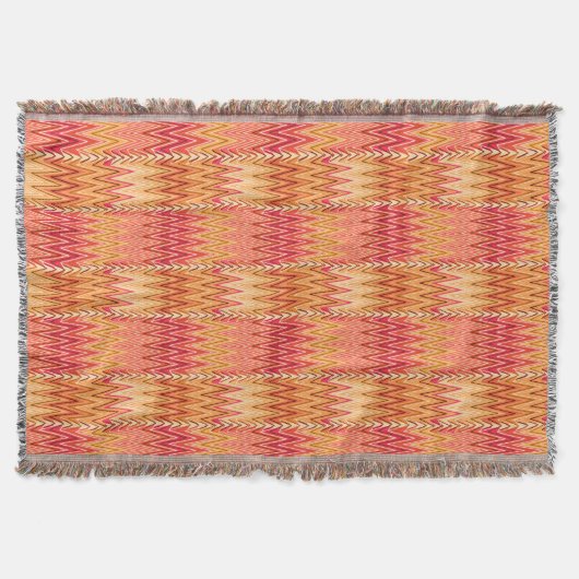Etnische Chevron Damask, Gold, Rust en Cream Deken (Voorkant)
