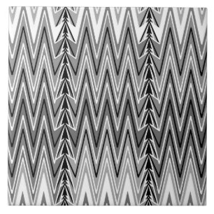 Etnische Chevron Damask, grijs, zwart en wit Tegeltje