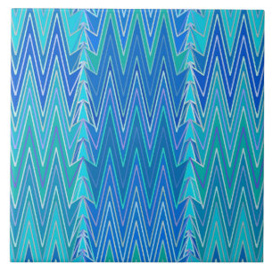 Etnische Chevron Damask, Turquoise en Blue Tegeltje