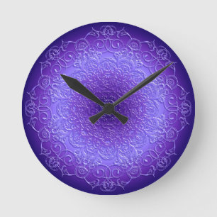 Etnische Floral Violet Gradiënt Mandala Ronde Klok