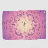 Etnische florale mandala. Floral Crown Golfhanddoek (Horizontaal)