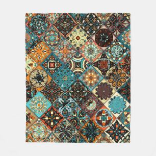 Etnische florale mandala naadloos. Kleurrijk m Fleece Deken