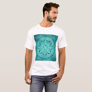 Etnische florale turkooise grunge mandala t-shirt