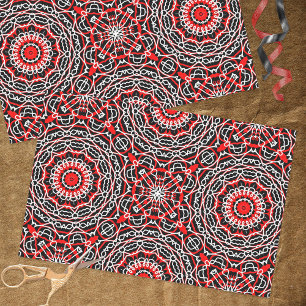 Etnische Folk Bohemian Red Black en White Pattern Tissuepapier