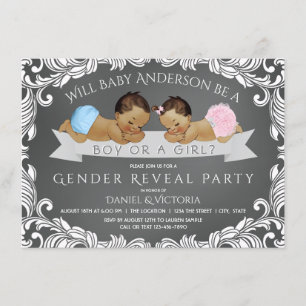 Etnische gendergelijkheid onthullen Baby shower-ui Kaart