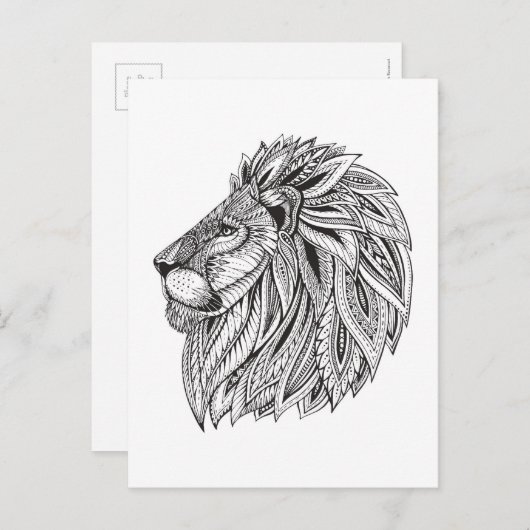 Etnische gepatterde leeuwenkop briefkaart (Voorkant / Achterkant)