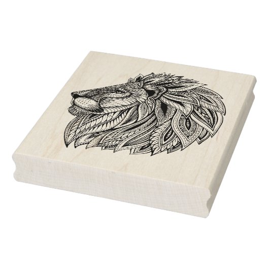Etnische gepatterde leeuwenkop 	rubberstempel (Stempel)