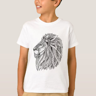 Etnische gepatterde leeuwenkop t-shirt