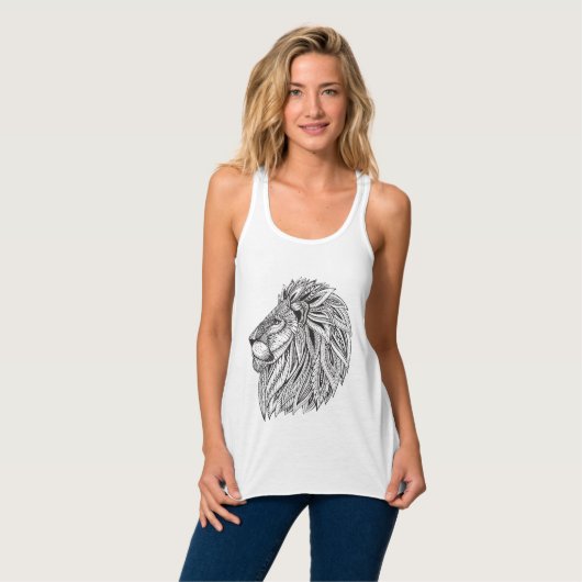 Etnische gepatterde leeuwenkop tanktop (Volledige Voorkant)