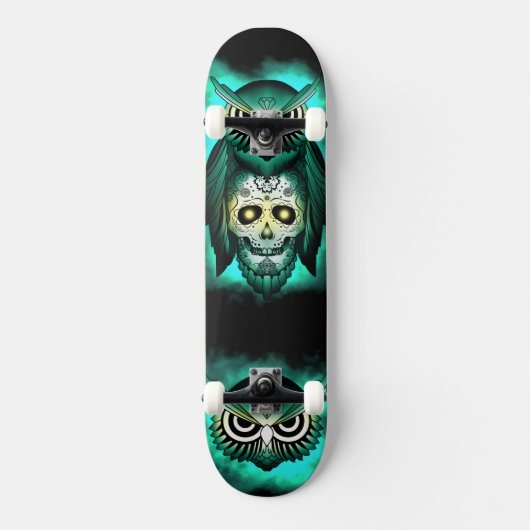 ETNISCHE GROENE UIL SCHEDEL SKATEBOARD (Voorkant)