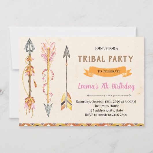 Etnische Groenen - tribale geboortedag Uitnodiging (Voorkant)