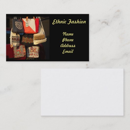Etnische handtassen voor Mode Visitekaartje (Voorkant / Achterkant)