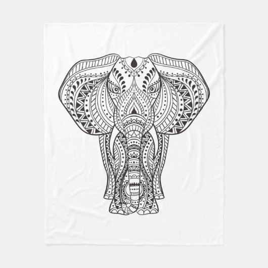 Etnische Indische olifant Fleece Deken (Voorkant)