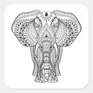 Etnische Indische olifant Vierkante Sticker