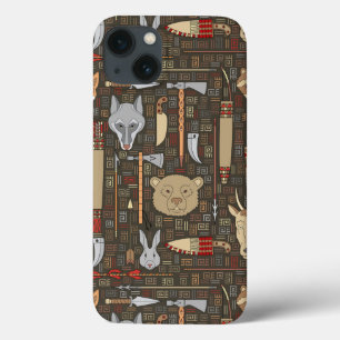 Etnische jachtpatronen iPhone 13 hoesje