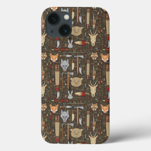 Etnische jachtpatronen iPhone 13 hoesje