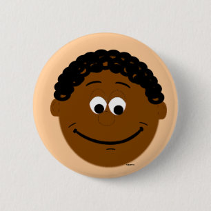Etnische Jongen Gezicht Dark Smiles Button Badge