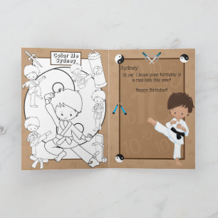 Etnische Jongens Karate Kleurplaat Gelukkige Verja Kaart